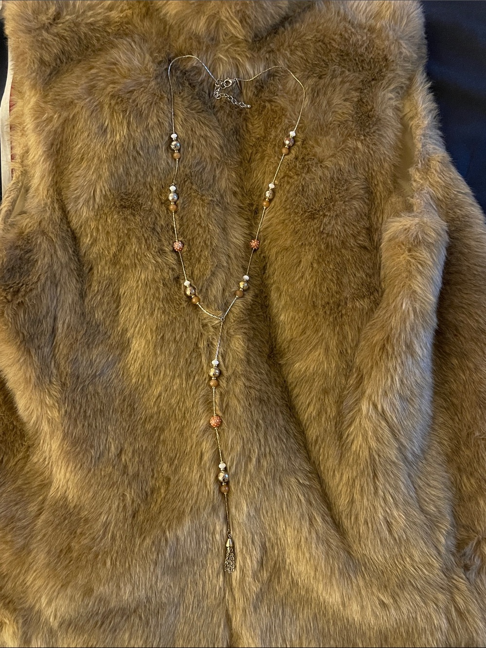 New York & Company Rose Gold Layered Y-Necklace with Pink Accents